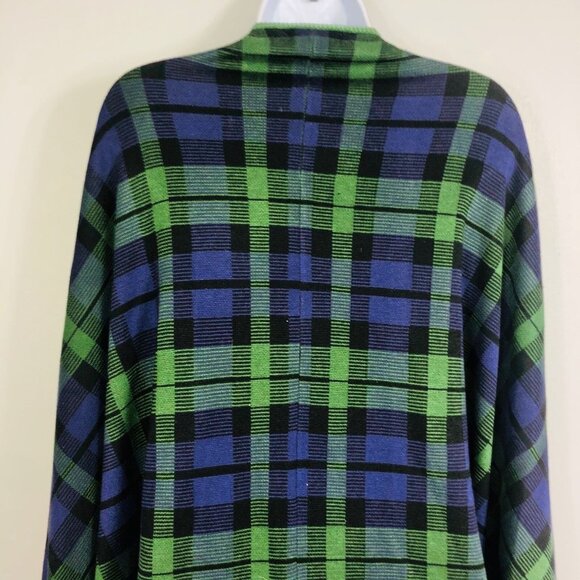 Jeffrey Banks Womens One Size Green Blue Black Plaid Shawl Wrap Scottish New - Picture 5 of 8